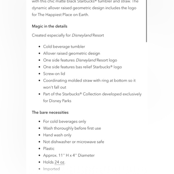 Disney x Starbucks Tumbler Cup from Disneyland - Picture 4 of 4